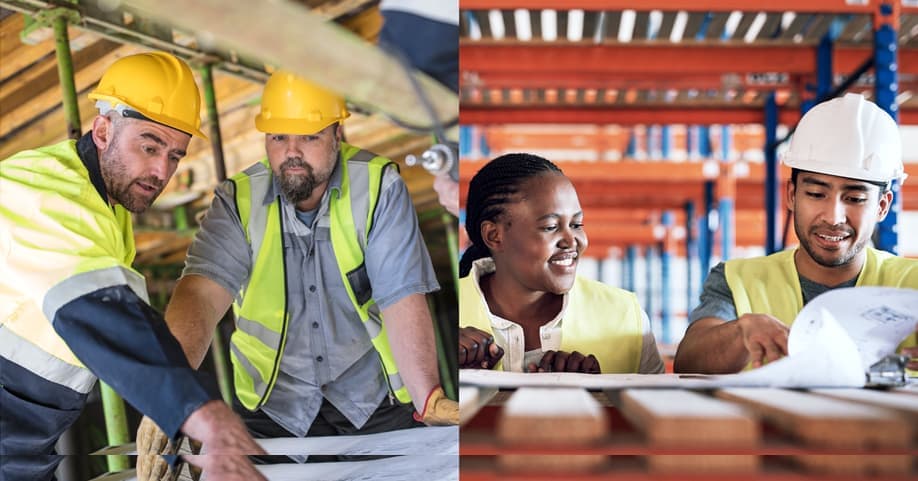 Construction workers planning work