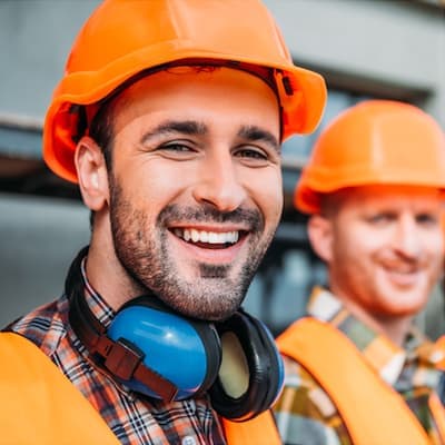 Construction worker smiling